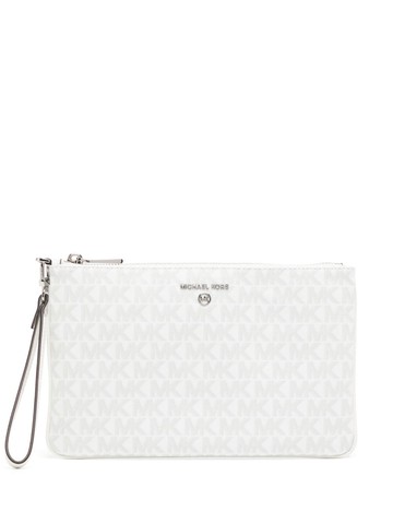 Michael Kors - Jet Set Charm logo-plaque wristlet - women - PVC/Cotton - One Size - White