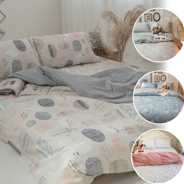 棉床本舖 100%精梳棉床包+7x8尺被套/兩用被套組 台灣製 7*8尺組合