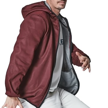 MI MI LEO 台灣製薄刷毛素面外套  M  棗紅色