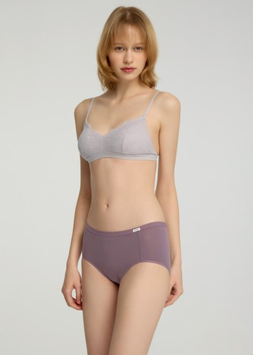 XXL 經典純色．高腰三角內褲(雨霧紫)