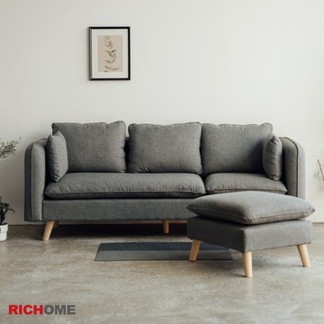 RICHOME 米亞L型沙發(腳凳左右互換) L型沙發 沙發 三人沙發 雙人沙發 麻布沙發 客廳接待區適用  SF045