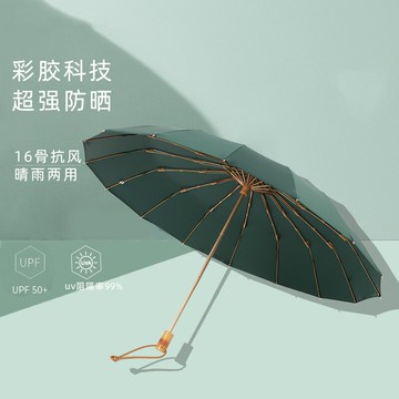 16骨折疊雨傘晴雨兩用復古風大號男女雙人太陽傘遮陽防曬防紫外線