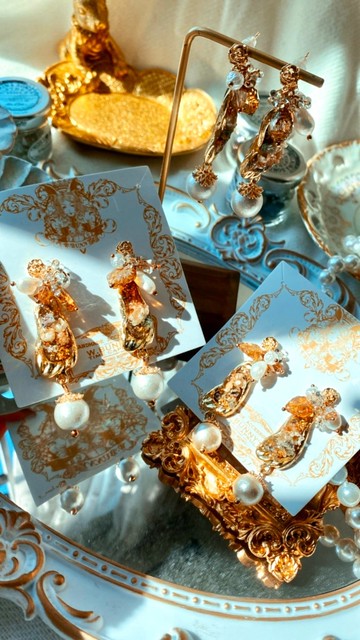 香港原創手工耳環 乾花吊墜棉花珠珠耳夾 獨特穿搭閨蜜生日情人節