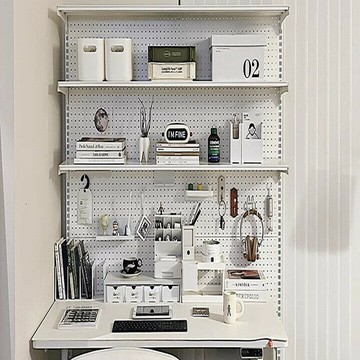 五金洞洞板書架少女桌上書柜立式落地展示收納一體學生書桌置物架【遠宏-文教用品】【益三和】