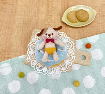 宅在甜點の羊毛氈Q萌小動物-汪星人歐文的甜甜圈派對