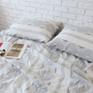 絃歌 出口訂單小眾摩洛哥風格肌理色織提花清新棉麻床單枕套