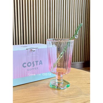 COSTA杯子高顏值小清新想開了鴨玻璃高腳杯攪拌棒辦公桌面喝水杯