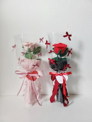【節日花束】針織薔薇花束 Y2K蝴蝶結 情人節 七夕花束