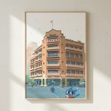 Nuomi 諾米 | 林百貨-台灣街景插畫 - 黑胡桃色鋁框-中尺寸：50 x 70 cm