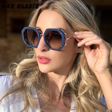 六邊形街拍復古女士太陽鏡多邊形大框太陽鏡潮流歐美墨鏡戶外眼鏡