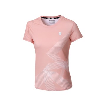 K-SWISS 運動短袖 24SS PF TEE 3 圓領 涼感 排汗 女款 蜜桃橘色 1910237-694