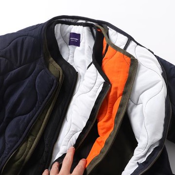 可內膽疊穿！日單好貨男裝復古無領輕薄款疊穿棉衣外套男休閑棉服