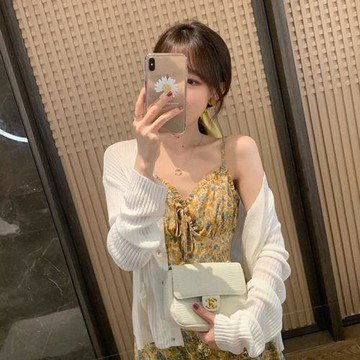 針織開衫女春秋薄款披肩夏季搭配吊帶裙子外搭罩衫外穿毛衣小外套