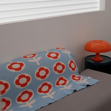 太陽花復古風毛毯 超柔軟全棉四季蓋毯 午睡沙發毯