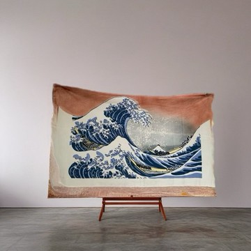 雲南札染掛飾掛布/浮世繪風格/富士山