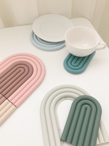 彩虹漸層色餐墊/杯墊(兩入一組)