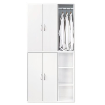 《HOPMA》1+1組合式衣櫃 台灣製造 衣櫥 櫃子-時尚白