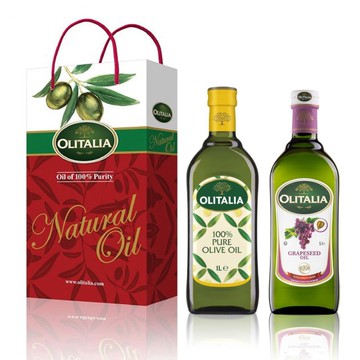 Olitalia 奧利塔 PURE純橄欖油1000ml+葡萄籽油1000ml禮盒組