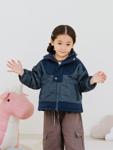 波紋鋪棉雙口袋內刷毛外套