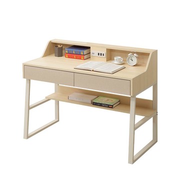 直人木業-BOBO北歐韵彩簡約風書桌112公分(附USB插座)