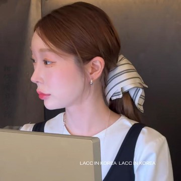 🔥2件9折🍊臺北出貨🍊可開發票韓國簡約氣質條紋布藝大腸髮圈2026新款後腦勺高級低馬尾頭繩女