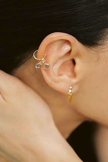 vingtsix 雙珠耳骨夾/單只價格 夾式耳環 耳夾 樹脂 無耳洞 可愛