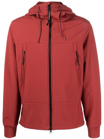 C.P. Company - zip-up stretch-cotton hooded jacket - men - Elastane/Polyester/Polyester/Cotton - 52 - Red