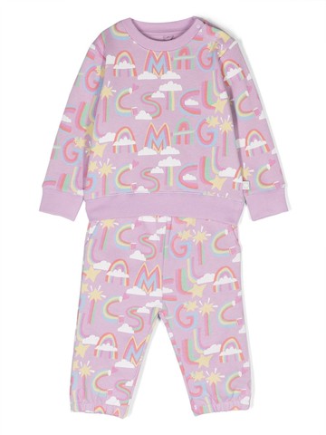 Stella McCartney Kids - graphic-print tracksuit set - kids - Organic Cotton - 12 mth - Purple