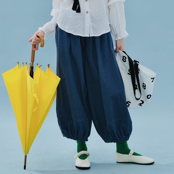 牛仔藍水洗燈籠褲 / 褲子