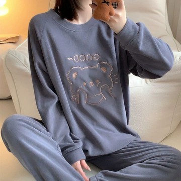 【台灣出貨】150KG特大碼睡衣 冬天睡衣 德絨睡衣 女生睡衣 長袖睡衣 保暖睡衣 韓版睡衣 寬鬆睡衣 睡衣套裝 居家服