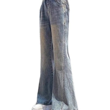 女童闊腿褲 夏季薄褲女童褲子夏2026新款兒童牛仔喇叭褲薄款女孩大童秋裝微喇褲初中生