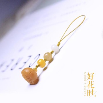 好花時 子伊原創 玉石小蓮蓬手機鏈包包掛件 文藝小清新生日禮物