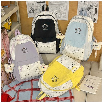 天藍小舖-刺繡狗狗點點配色後背包-共4色-A12122343