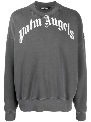 Palm Angels - curved logo-print sweater - men - Cotton/Polyester/Elastane - XL - Grey