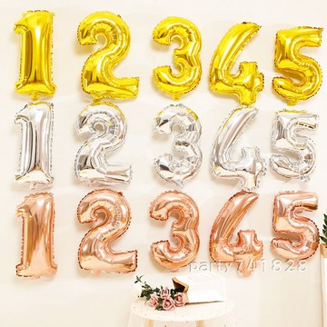 🎈16吋 數字氣球【台灣現貨】B125 節慶 裝飾 生日派對 氣球 佈置 週歲 告白 大壽 節日 生日布置 背景 紀念日