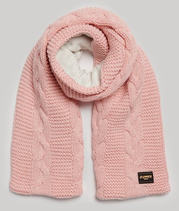 Superdry Women's Women's Cable Knit Scarf Pink / Pink Fleck - Size: 1SIZE
