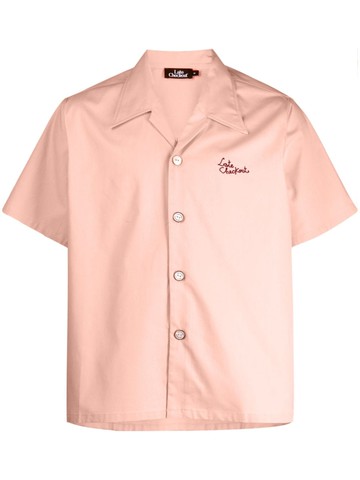 Late Checkout - logo-embroidered cotton shirt - men - Cotton - M - Pink