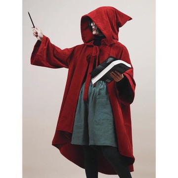 織布云麻麻原創設計魔法披肩連帽加厚長款披風秋冬女防寒斗篷Y146