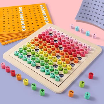 木製彩虹系列蒙氏百數板 1-99數字 連續板 兒童早教教具 數學啟蒙玩具