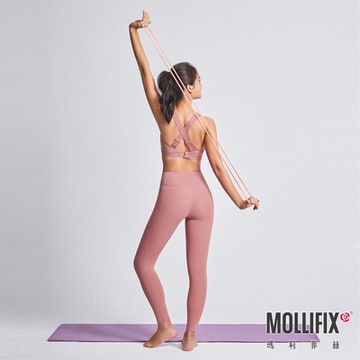 Mollifix 瑪莉菲絲 前交叉高腰包覆訓練動塑褲、瑜珈服、Legging (玫瑰粉)