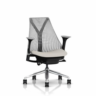 Herman Miller セイルチェア（SAYL）サスペンションミドルバック/高さ調節アーム付/ポリッシュドベース/ブラックフレーム/背座：通常カラーバリエーション