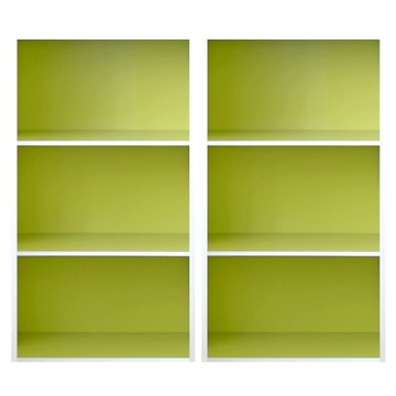 《HOPMA》可調式三空櫃(2入) 台灣製造 背板嵌入款 三格櫃 收納櫃 書櫃 三層櫃 置物櫃 書櫃-亮綠