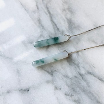 翡翠 耳飾　緬甸產　綠色　飄花　sv925