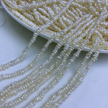 DB1210----3-4mm強光不規則小疊打珍珠項鍊半成品diy天然淡水珍珠半成品配件