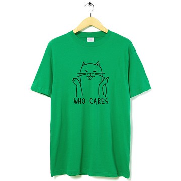 Who Cares Cat #2 中性短袖T恤 綠色 狗貓毛小孩禮物聖誕貓之日