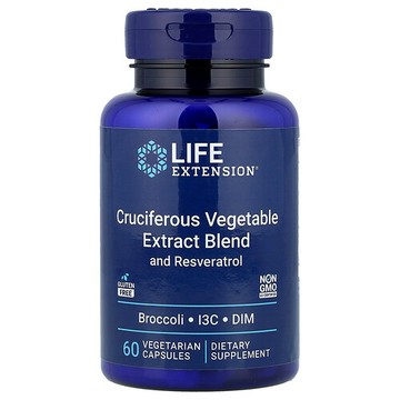 Life Extension, 十字花科蔬菜提取物混合物，含白藜蘆醇，60 粒素食膠囊