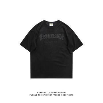 KKyesiou美式復古龍骨印花設計感短袖T恤男女純棉oversize情侶裝