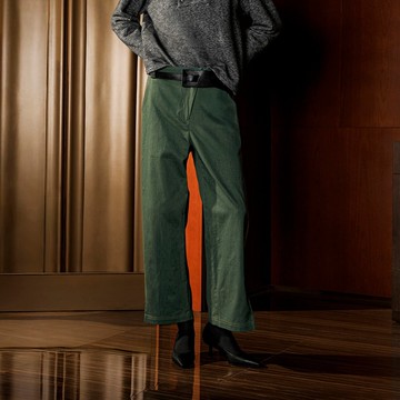 智性斜裁開襟直筒褲