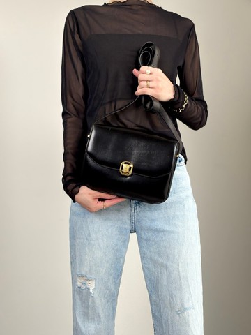 【日本直送 名牌中古包】CELINE  સ eclips 側背包 黑色 徽標 皮革 vintage 古董 ad7eeu
