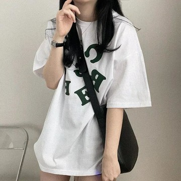 已售9642件💖Vuja de 純棉 t恤 短袖上衣女 英文印花 T恤 韓國上衣 oversize T恤 潮流衣服 寬